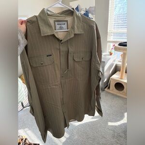 Poncho brand green patterned shirt